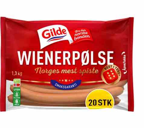 Bilde av Gilde Wienerpølser 1,3 kg. Bilde av Gilde Wienerpølser 1,3 kg.