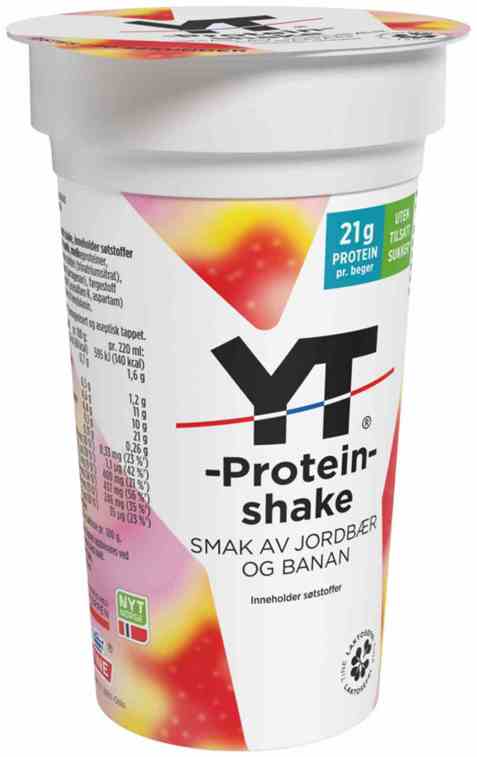Bilde av Tine YT Proteinshake jordbær og banan. Bilde av Tine YT Proteinshake jordbær og banan.