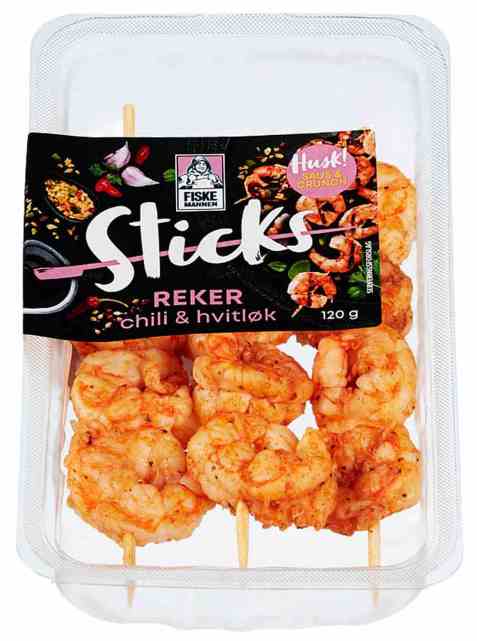 Bilde av Fiskemannen rekesticks chili og hvitløk. Bilde av Fiskemannen rekesticks chili og hvitløk.