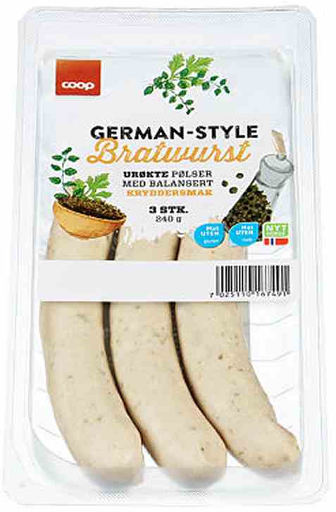 Bilde av Coop german style bratwurst 240gr. Bilde av Coop german style bratwurst 240gr.