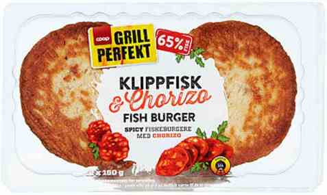 Bilde av Coop klippfisk og chorizo burger 300g.