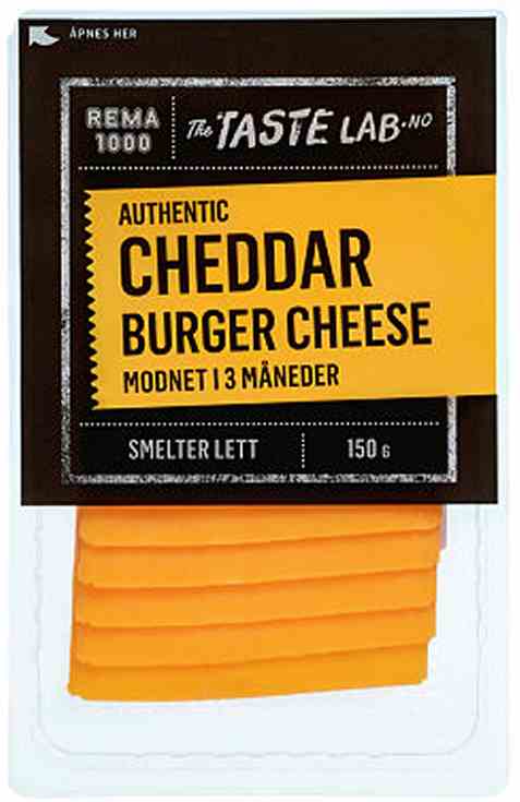 Bilde av Rema 1000 real cheddar Burger Cheese 150g. Bilde av Rema 1000 real cheddar Burger Cheese 150g.