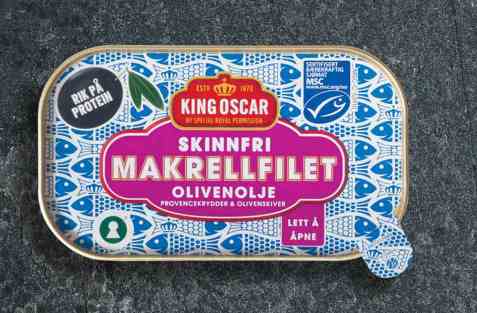 Bilde av King Oscar skinnfri Makrellfilet i olivenolje. Bilde av King Oscar skinnfri Makrellfilet i olivenolje.