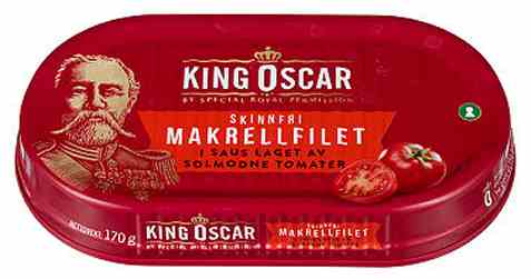 Bilde av King Oscar skinnfri Makrellfilet i tomatsaus 170gr.