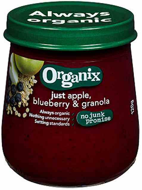 Bilde av Semper organix eple og blåbær granola. Bilde av Semper organix eple og blåbær granola.