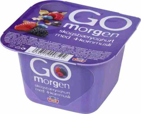 Bilde av Tine Go morgen Skogsbæryoghurt med 4-kornmusli. Bilde av Tine Go morgen Skogsbæryoghurt med 4-kornmusli.