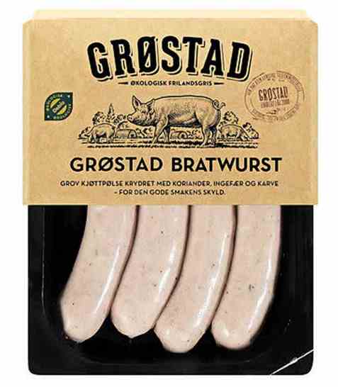 Bilde av Grøstadgris Urøkt bratwurst. Bilde av Grøstadgris Urøkt bratwurst.