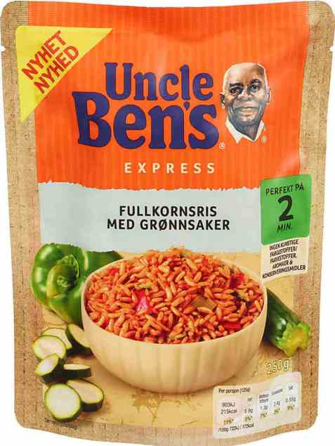 Bilde av Uncle Bens express fullkornsris med grønnsaker 250gr. Bilde av Uncle Bens express fullkornsris med grønnsaker 250gr.