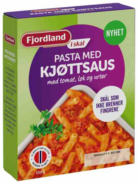 Bilde av Fjordland pasta med kjøttsaus med tomat, løk og urter. Bilde av Fjordland pasta med kjøttsaus med tomat, løk og urter.