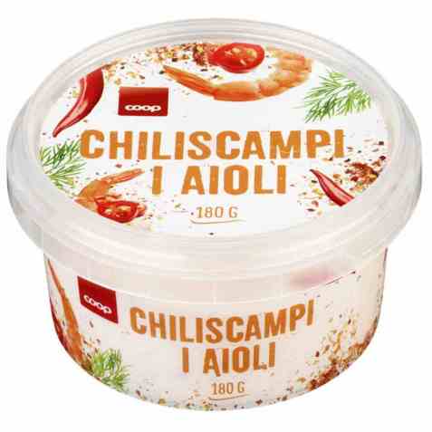Bilde av Coop chiliscampi i aioli 180g. Bilde av Coop chiliscampi i aioli 180g.
