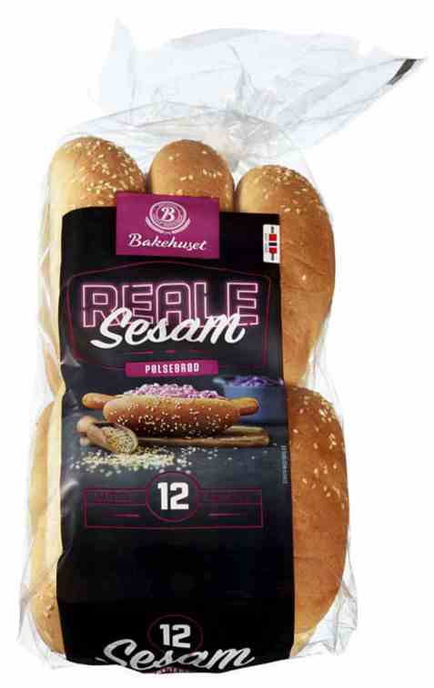 Bilde av Bakehuset reale sesam pølsebrød 12pk. Bilde av Bakehuset reale sesam pølsebrød 12pk.
