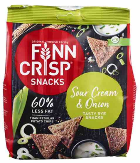 Bilde av Finn Crisp Knekkebrød Rye Snacks sourcream and onion. Bilde av Finn Crisp Knekkebrød Rye Snacks sourcream and onion.