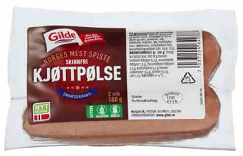 Bilde av Gilde kjøttpølse skinnfri 180gr. Bilde av Gilde kjøttpølse skinnfri 180gr.