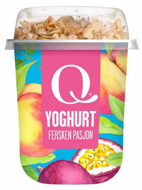 Bilde av Q yoghurt m/musli fersken og pasjonsfrukt. Bilde av Q yoghurt m/musli fersken og pasjonsfrukt.