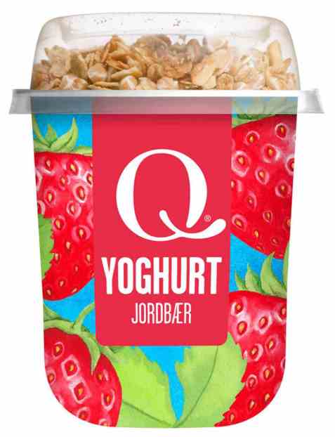 Bilde av Q yoghurt m/musli jordbær. Bilde av Q yoghurt m/musli jordbær.