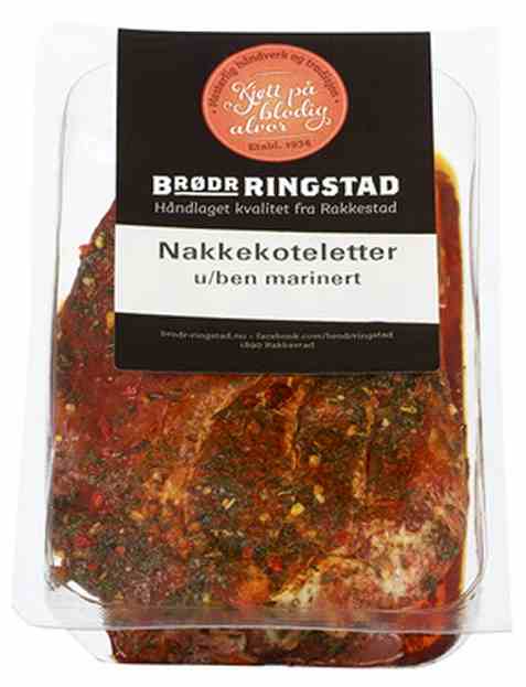 Bilde av Brødrene Ringstad Nakkekoteletter uten ben marinert 300g. Bilde av Brødrene Ringstad Nakkekoteletter uten ben marinert 300g.