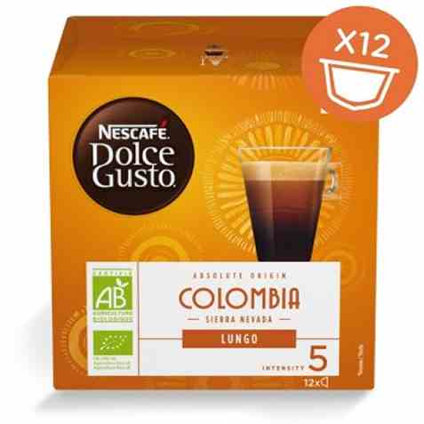 Bilde av Nescafe Dolce Gusto colombia lungo organic 12 kapsler. Bilde av Nescafe Dolce Gusto colombia lungo organic 12 kapsler.