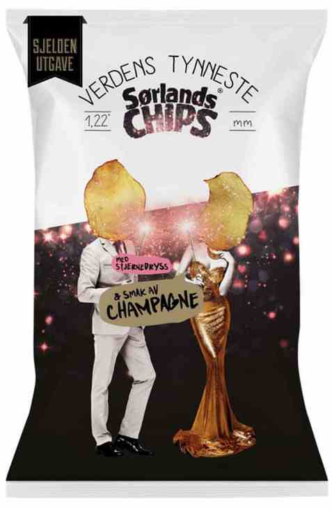 Bilde av Sørlandschips verdens tynneste sprudlende champagne 200gr. Bilde av Sørlandschips verdens tynneste sprudlende champagne 200gr.