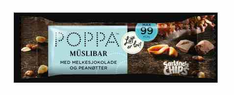 Bilde av Sørlandschips poppa muslibar melkesjokolade 25gr. Bilde av Sørlandschips poppa muslibar melkesjokolade 25gr.