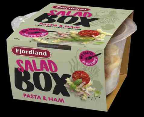 Bilde av Fjordland salad box pasta og ham salad. Bilde av Fjordland salad box pasta og ham salad.