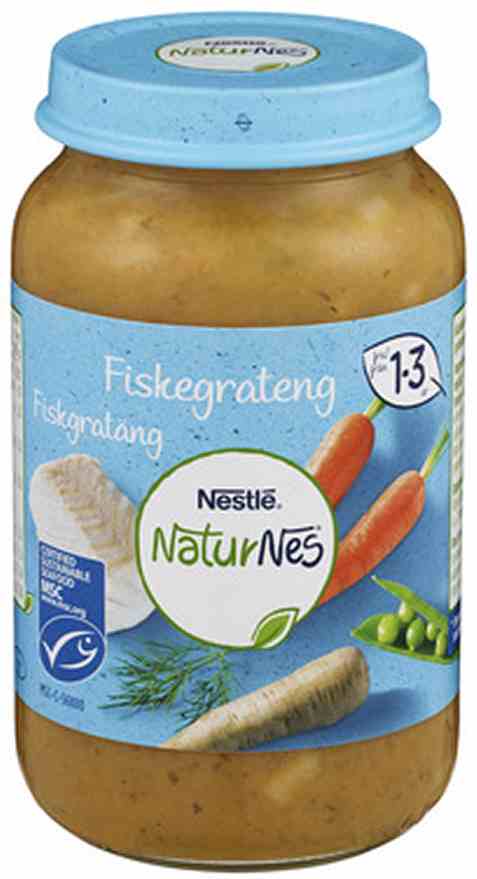 Bilde av Nestlé naturnes økologisk Fiskegrateng 1-3år 220g. Bilde av Nestlé naturnes økologisk Fiskegrateng 1-3år 220g.