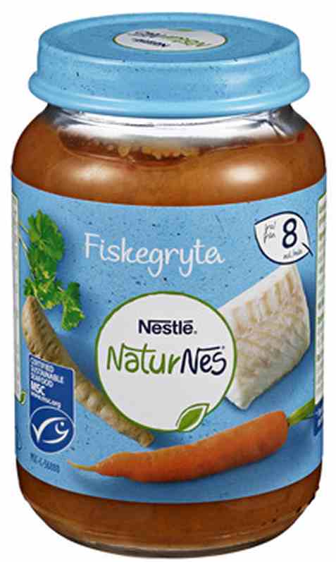 Bilde av Nestlé naturnes økologisk Fiskegryte 8m 190g. Bilde av Nestlé naturnes økologisk Fiskegryte 8m 190g.