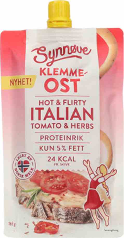 Bilde av Synnøve klemmeost Italian Tomato & Herbs 165g. Bilde av Synnøve klemmeost Italian Tomato & Herbs 165g.
