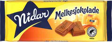 Bilde av Nidar melkesjokolade mellomplate. Bilde av Nidar melkesjokolade mellomplate.