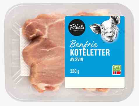Bilde av Folkets Svinekotelett Benfri 2pk 320g. Bilde av Folkets Svinekotelett Benfri 2pk 320g.