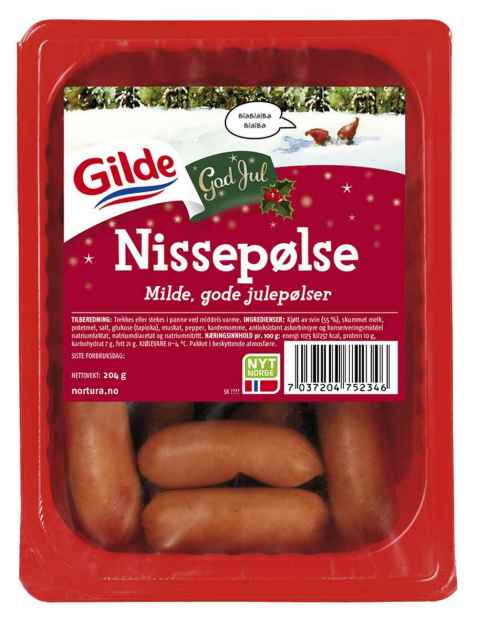 Bilde av Gilde Barnas nissepølse. Bilde av Gilde Barnas nissepølse.
