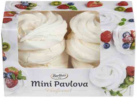 Bilde av Berthas Mini Pavlova Vaniljesmak 120g. Bilde av Berthas Mini Pavlova Vaniljesmak 120g.