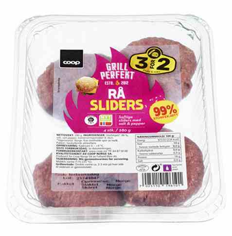 Bilde av Coop RÃ¥ Sliders 280g. Bilde av Coop RÃ¥ Sliders 280g.