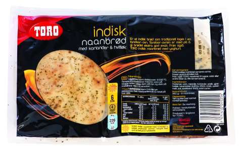 Bilde av Toro indisk naanbrød med koriander og hvitløk. Bilde av Toro indisk naanbrød med koriander og hvitløk.