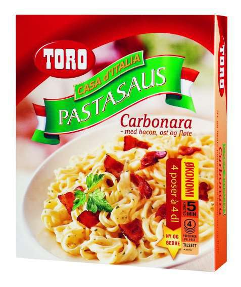 Bilde av Toro pastasus carbonara med bacon, ost og fløte.. Bilde av Toro pastasus carbonara med bacon, ost og fløte..