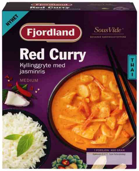 Bilde av Fjordland Kylling red curry med jasminris. Bilde av Fjordland Kylling red curry med jasminris.