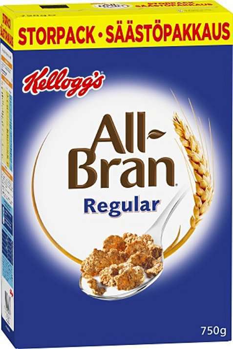 Bilde av Kelloggs All-bran Regular Hveteflak ristet, med hvetekli. Bilde av Kelloggs All-bran Regular Hveteflak ristet, med hvetekli.