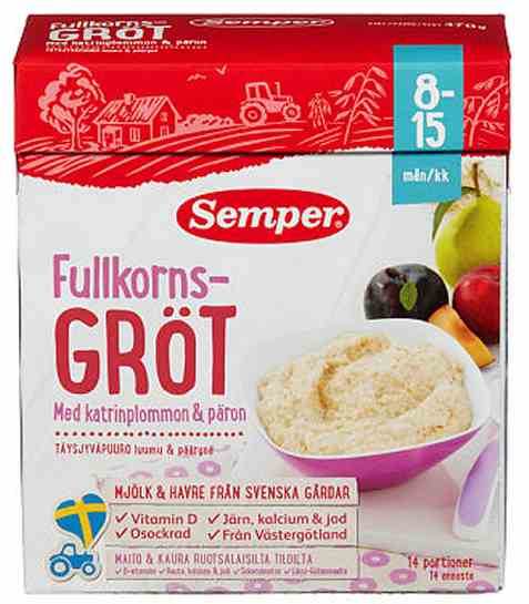 Bilde av Semper Fullkornsgrøt med svisker og pære. Bilde av Semper Fullkornsgrøt med svisker og pære.