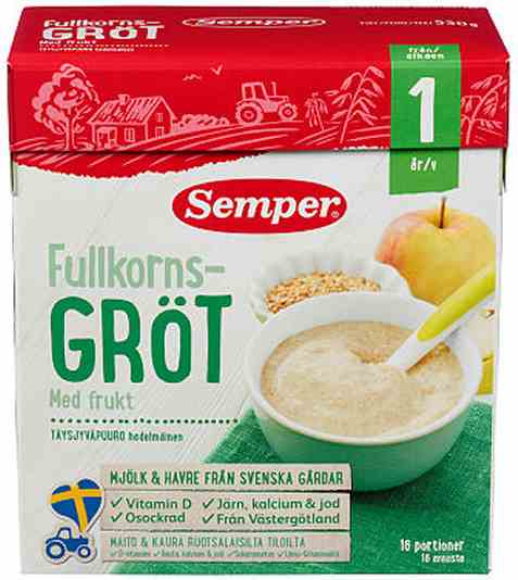Bilde av Semper fullkornsgrøt med eple og pære. Bilde av Semper fullkornsgrøt med eple og pære.