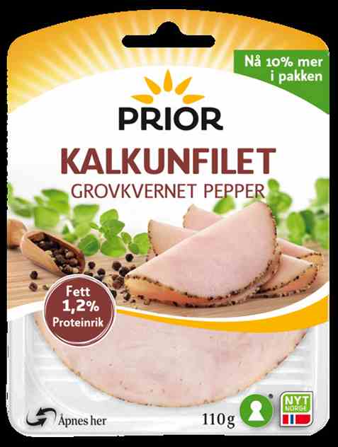 Bilde av Prior kalkunfilet grovkvernet pepper. Bilde av Prior kalkunfilet grovkvernet pepper.