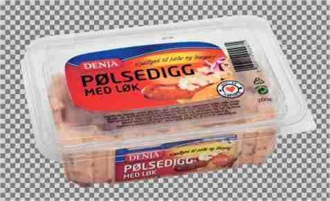 Bilde av Denja pølsedigg med løk. Bilde av Denja pølsedigg med løk.
