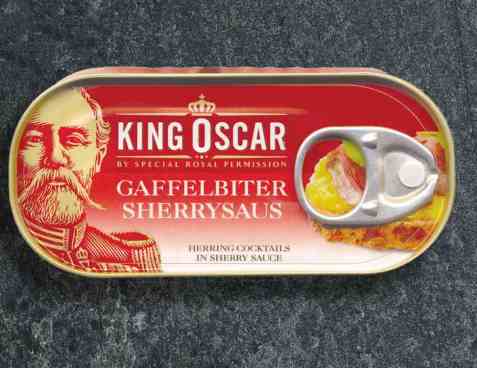 Bilde av King Oscar gaffelbiter i sherrysaus.