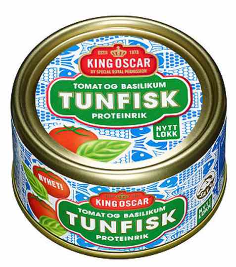 Bilde av King Oscar tunfisk med tomat og basilikum.