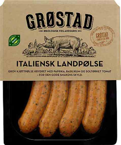 Bilde av Grøstadgris italiensk landpølse. Bilde av Grøstadgris italiensk landpølse.