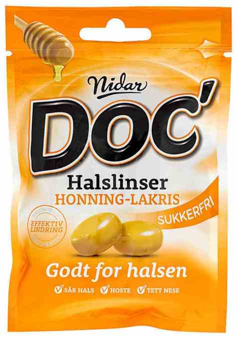 Bilde av Nidar Doc Halslinser Honning-lakris. Bilde av Nidar Doc Halslinser Honning-lakris.