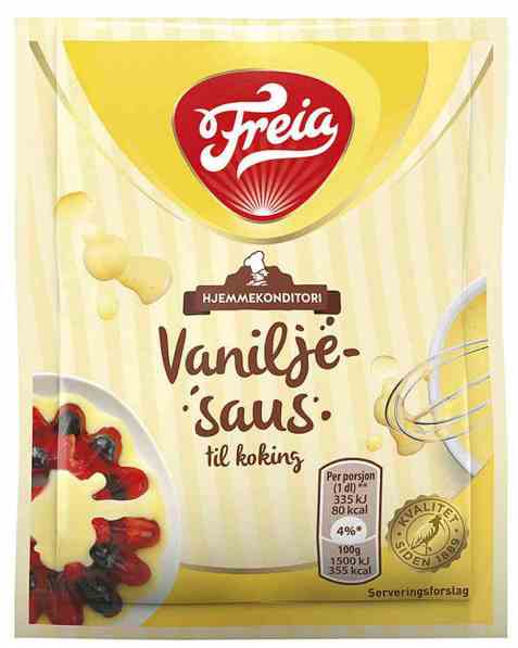 Bilde av Freia vaniljesaus pose til koking. Bilde av Freia vaniljesaus pose til koking.