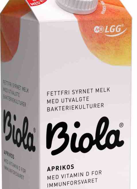 Bilde av Tine Biola fettfri Syrnet Melk med Aprikos.