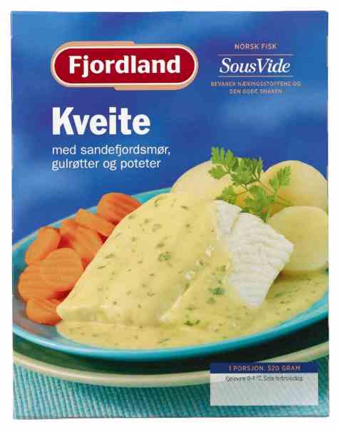 Bilde av Fjordland Kveite med Sandefjordsmør, gulrøtter og poteter. Bilde av Fjordland Kveite med Sandefjordsmør, gulrøtter og poteter.
