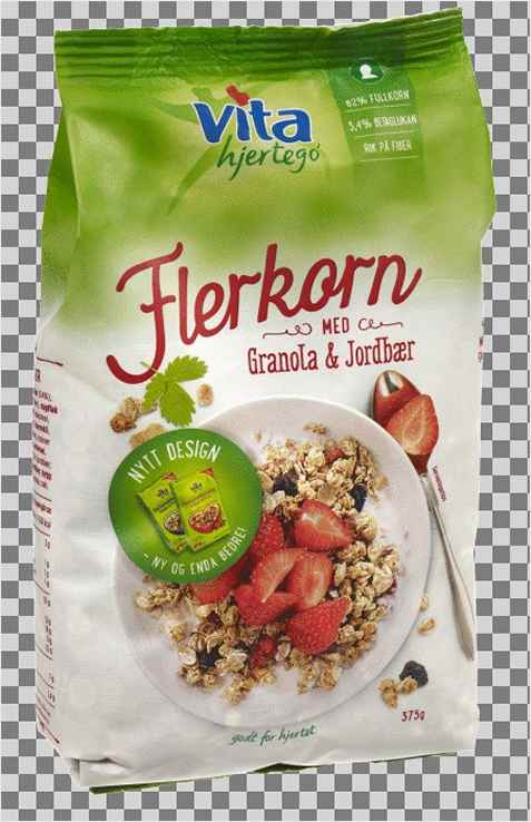 Bilde av Vita hjertego flerkornblanding med jordbær og granola. Bilde av Vita hjertego flerkornblanding med jordbær og granola.