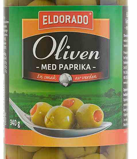 Bilde av Eldorado oliven grønn med paprika. Bilde av Eldorado oliven grønn med paprika.