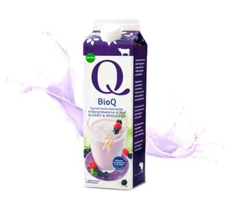 Bilde av Q BioQ Syrnet melk, blåbær/bringebær.
